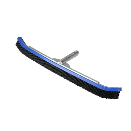 32756636 24 in. Bristle Pool Wall Brush with Aluminum Handle - Blue Curved Nylon